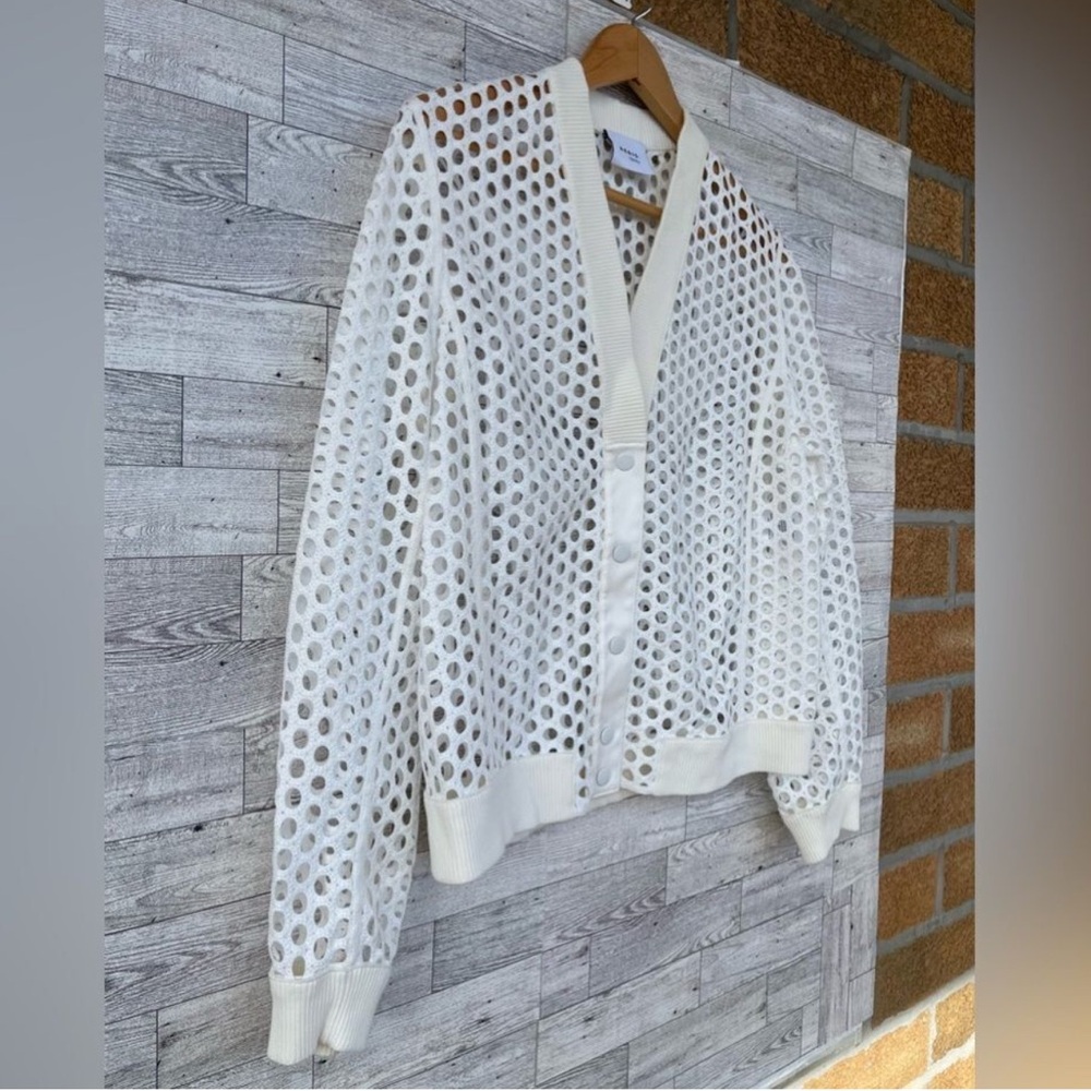 Akris Punto V-Neck Press-Button eyelet Bomber Jacket lace designer white summer - Picture 6 of 17